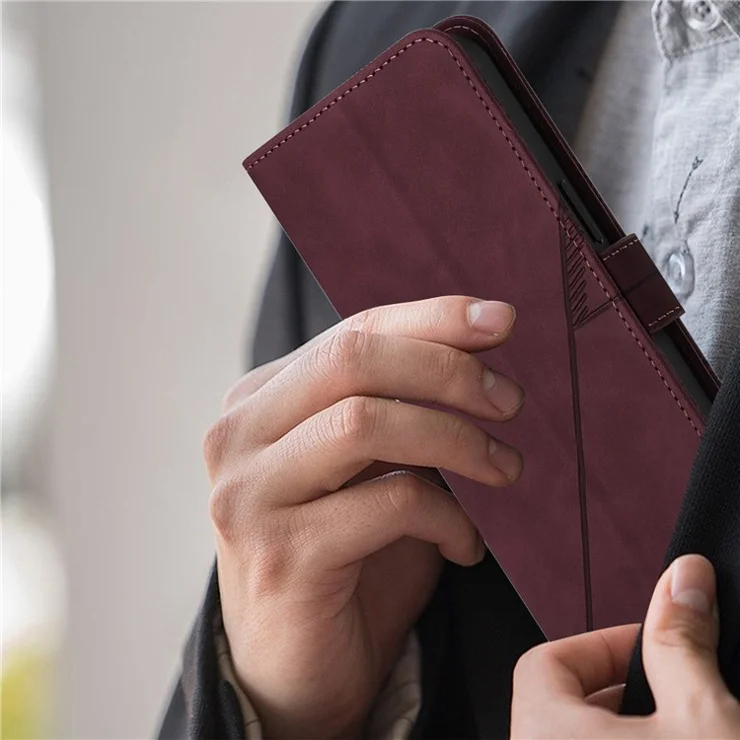 For Samsung Galaxy Z Fold6 5G Leather Case with Hand Strap Wallet Stand Phone Cover - Wine Red