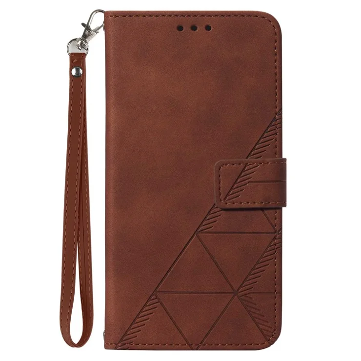 For Realme 12 5G Leather Case with Hand Strap Wallet Stand Phone Cover - Brown
