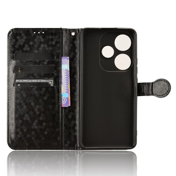 For Xiaomi Redmi Turbo 3 5G / Poco F6 5G Leather Case 3 Card Holder Slots Dots Pattern Phone Cover - Black