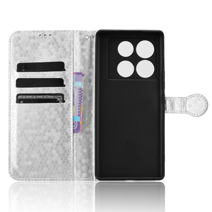 For Infinix Note 40 Pro 4G (X6850) Case Dots Pattern PU Leather + TPU Phone Cover - Silver
