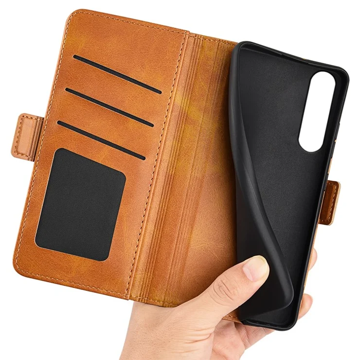 For Sony Xperia 1 VI Case Wallet Flip Folio Leather Cell Phone Cover Dual Magnetic Clasp - Yellow