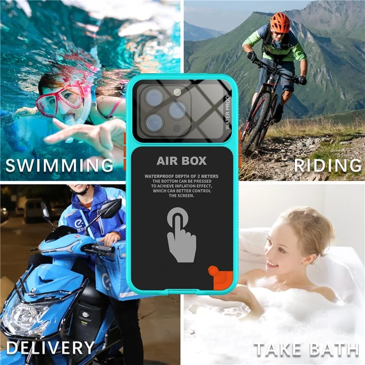 SHELLBOX Air Box Series For iPhone 15 Pro Waterproof Cover PC+TPU+PET Phone Case - Blue