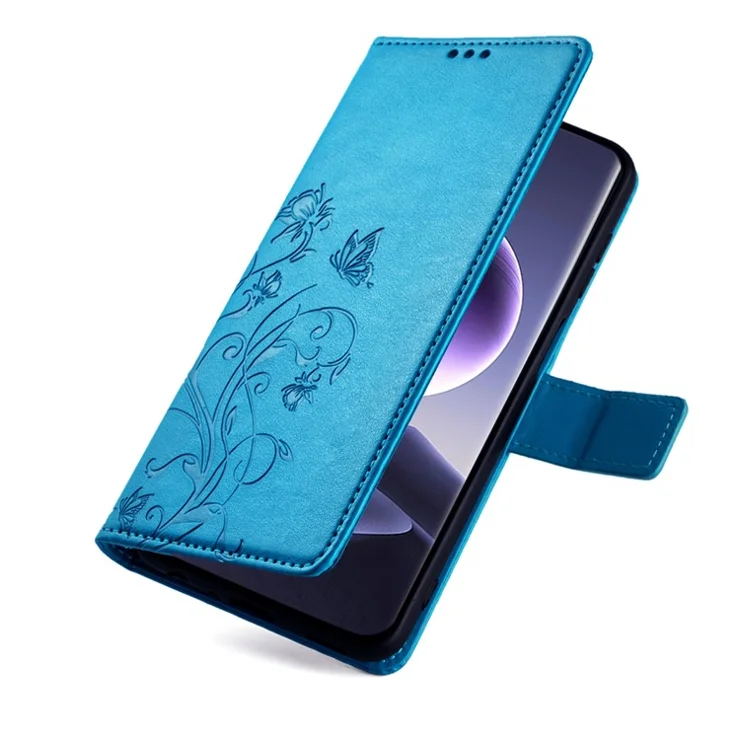 For Oppo Find X7 5G Case Wholesale Butterfly Flower Leather Flip Phone Cover - Blue