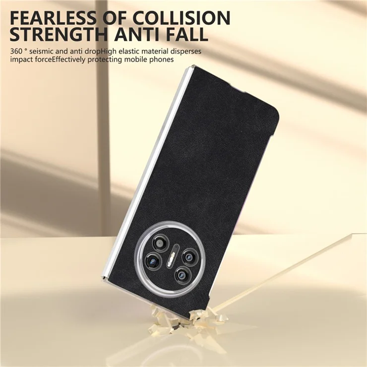 For Huawei Mate X5 Cell Phone Case PU Leather Coated PC Matte Edge Cover - Black