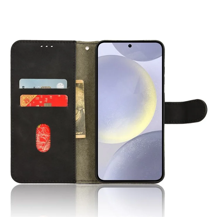 For Samsung Galaxy S24+ Case Card Holder Skin Touch Leather Cover Mobile Accessories Wholesale - Black