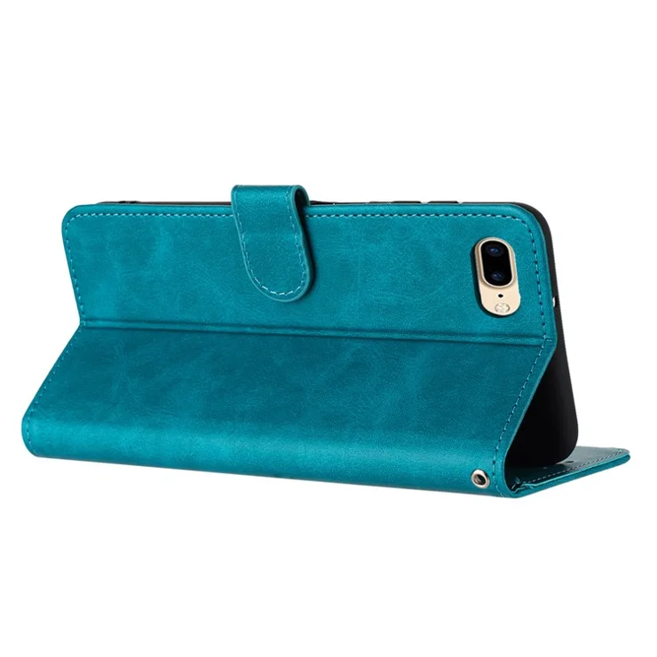 For iPhone 6s Plus / 7 Plus / 8 Plus 5.5 inch PU Leather Phone Case Calf Texture Wallet Phone Stand Cover - Green