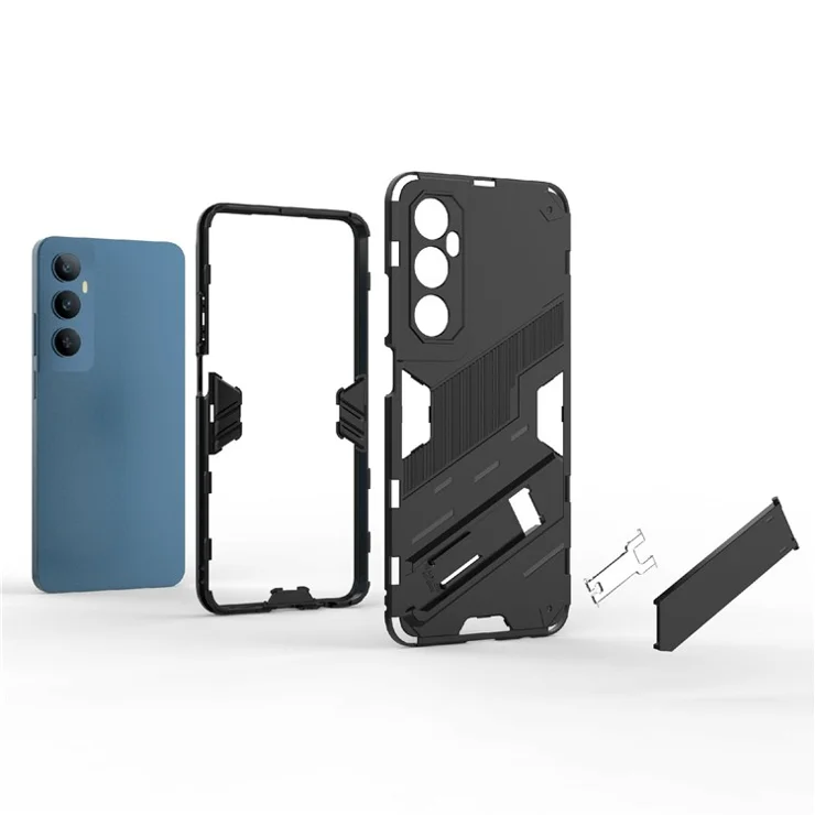 For Realme C65 4G Case PC+TPU Anti-scratch Phone Cover with Folding Kickstand - Baby Blue