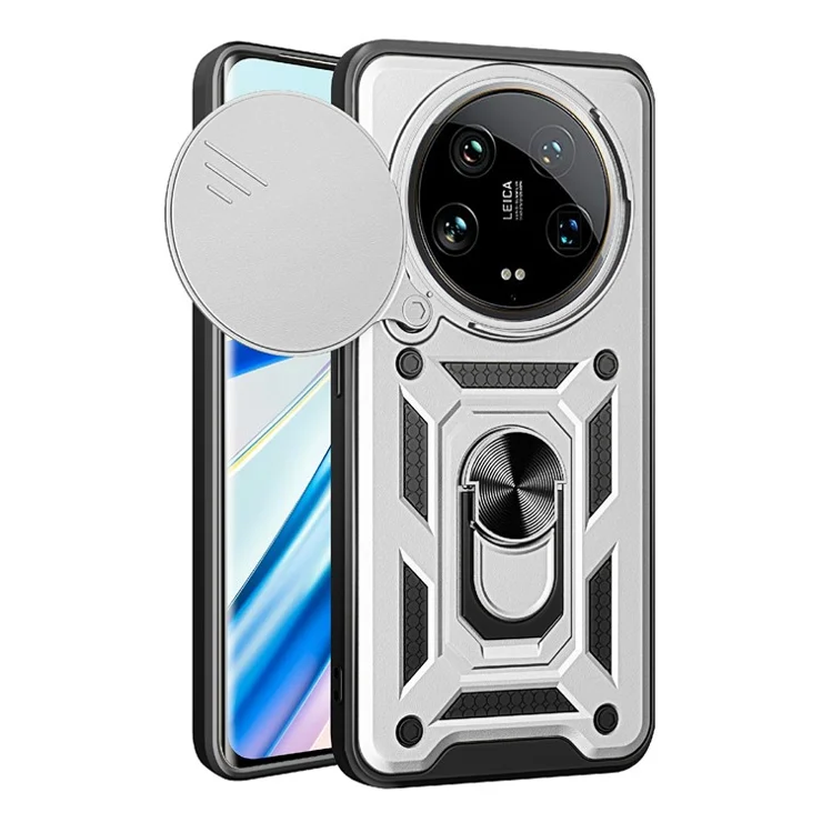 For Xiaomi 14 Ultra Phone Cover Camera Protection Bump Proof PC+TPU Back Case - Silver