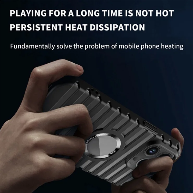 For iPhone 15 Pro Magnetic Case Hard PC Heat Dissipation Logo View Phone Cover - Pink