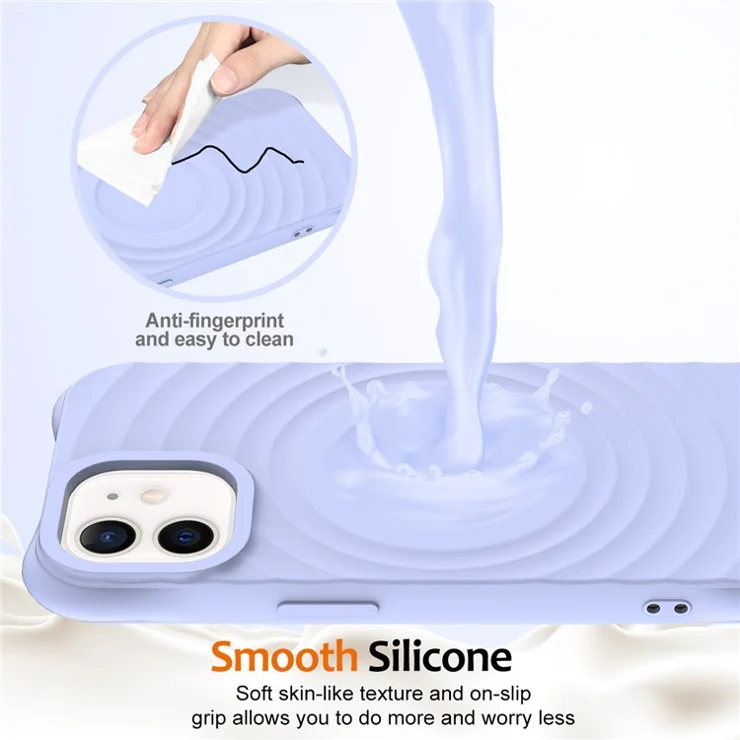 For iPhone 12 mini Magnetic Case with Strap Water Ripple Texture Liquid Silicone Phone Cover - Purple