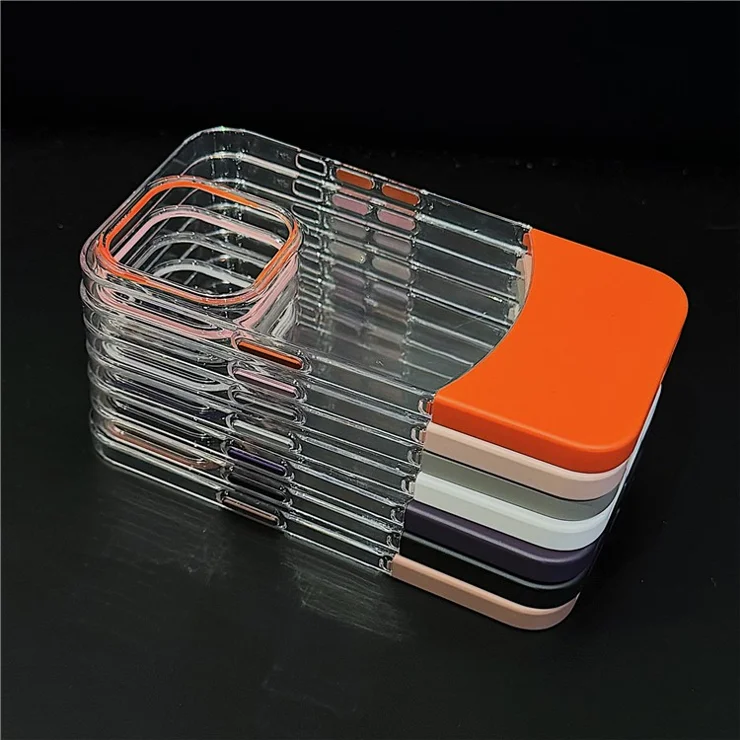 For iPhone 13 Pro Max PC Phone Case Color Splicing Anti-scratch Cover - White