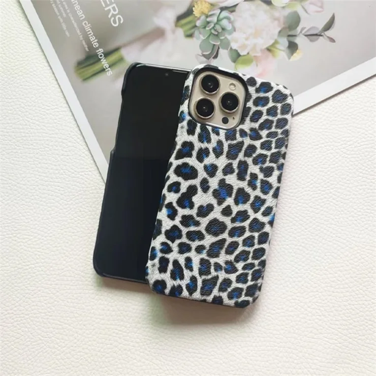 For iPhone 14 Pro Max Leopard Texture Phone Case PC+PU Leather Phone Shell (Not Complete Covering) - Orange