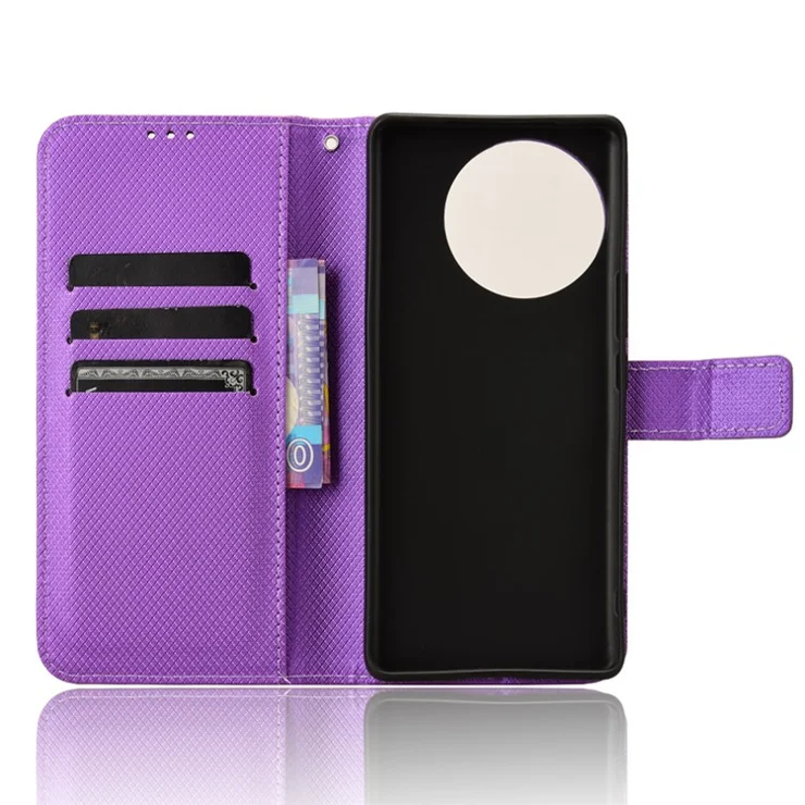 For vivo V30e 5G / V40 Lite 5G Wallet Case Diamond Texture PU Leather TPU Protective Phone Cover - Purple