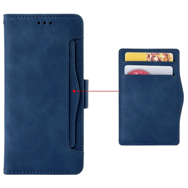 For Sony Xperia 10 VI Case PU Leather Flip Folio Phone Cover with Multiple Card Holders - Blue