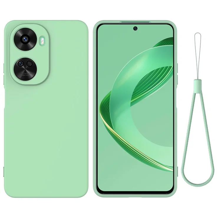 For Huawei nova 12 SE 4G / nova 11 SE Shockproof Case Liquid Silicone Protective Cover with Hand Strap - Green