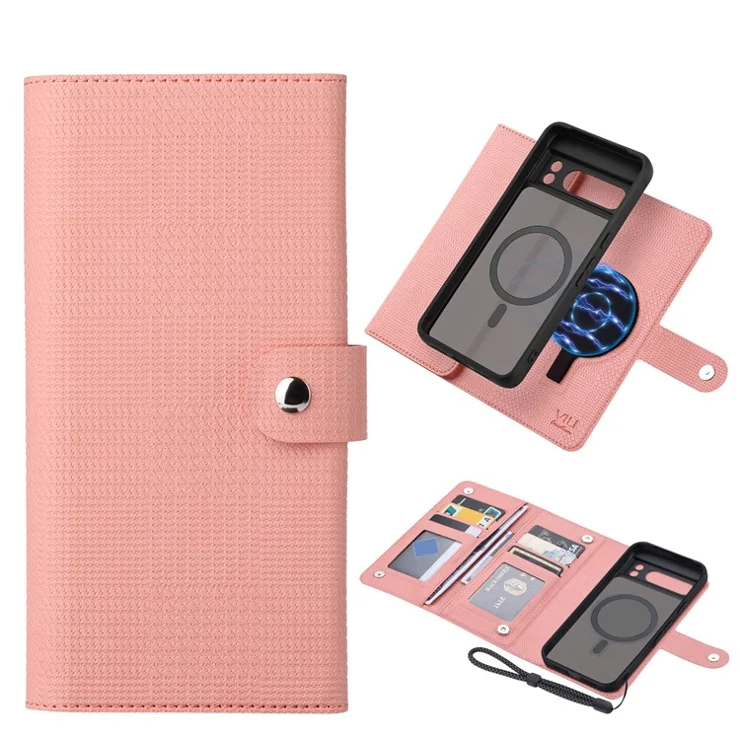 VILI GHA Series For Google Pixel 8 Magnetic Case Detachable RFID Blocking Leather Phone Cover - Pink