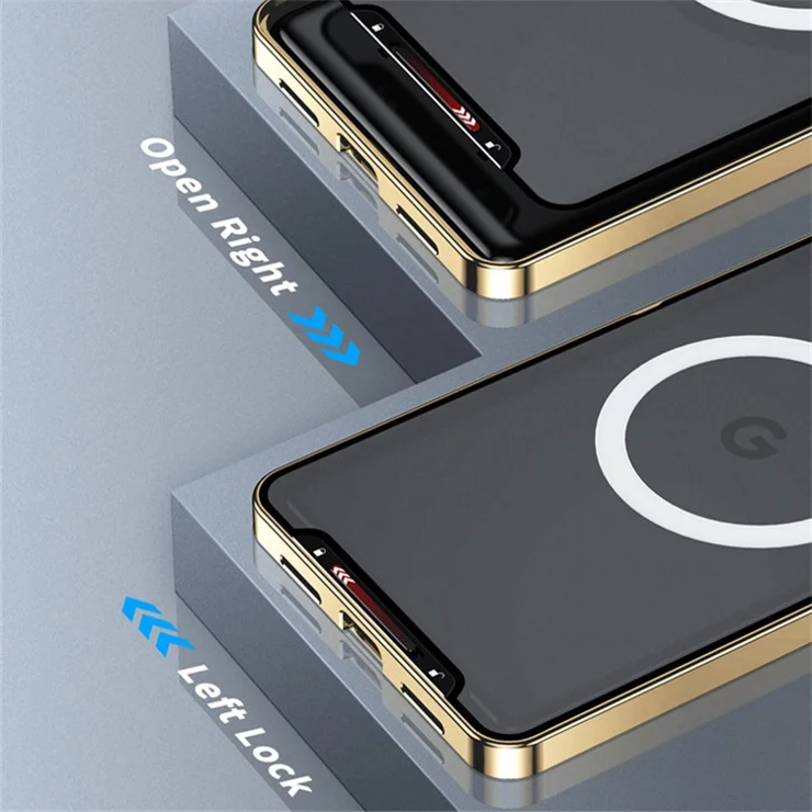 For Google Pixel 7a Case Compatible with MagSafe Metal Frame Matte Anti-scratch Phone Cover - Gold