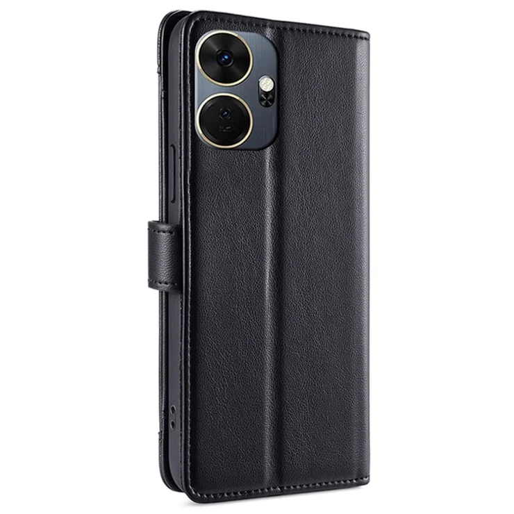 For itel P55+ Case PU Leather Crossbody Phone Cover with Zipper Pocket Wallet - Black