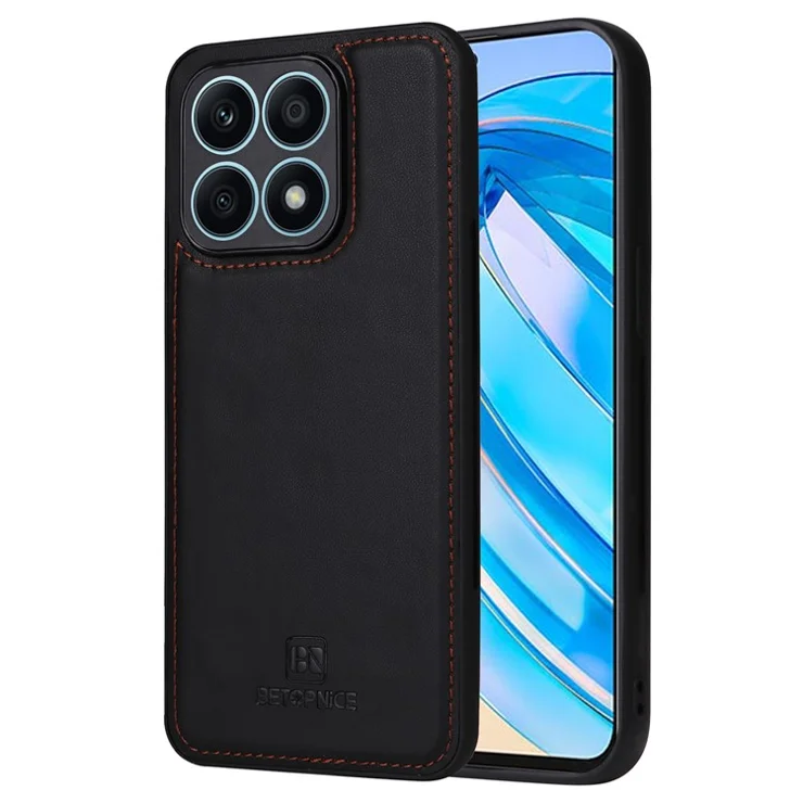 For Honor X8a 4G Magnetic Case BETOPNICE Detachable PU Leather Phone Cover with Strap - Black