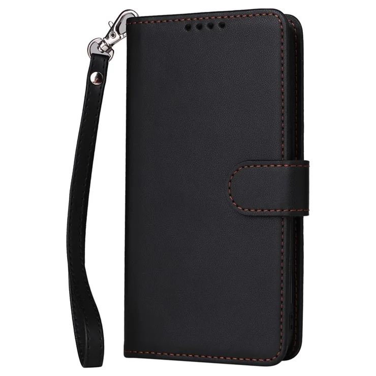 For Xiaomi Redmi Note 13 5G Magnetic Case BETOPNICE Detachable PU Leather Phone Cover with Strap - Black