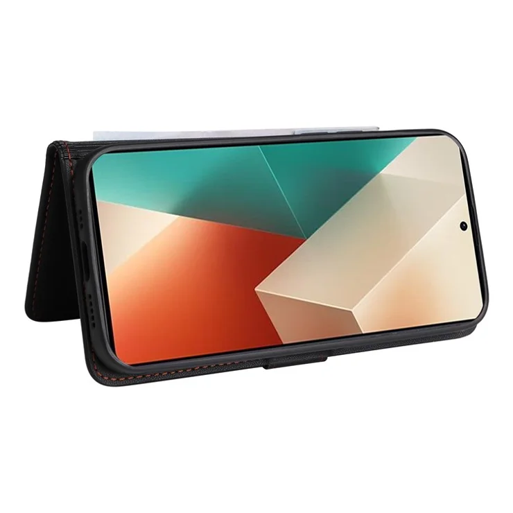 For Xiaomi Redmi Note 13 5G Magnetic Case BETOPNICE Detachable PU Leather Phone Cover with Strap - Black
