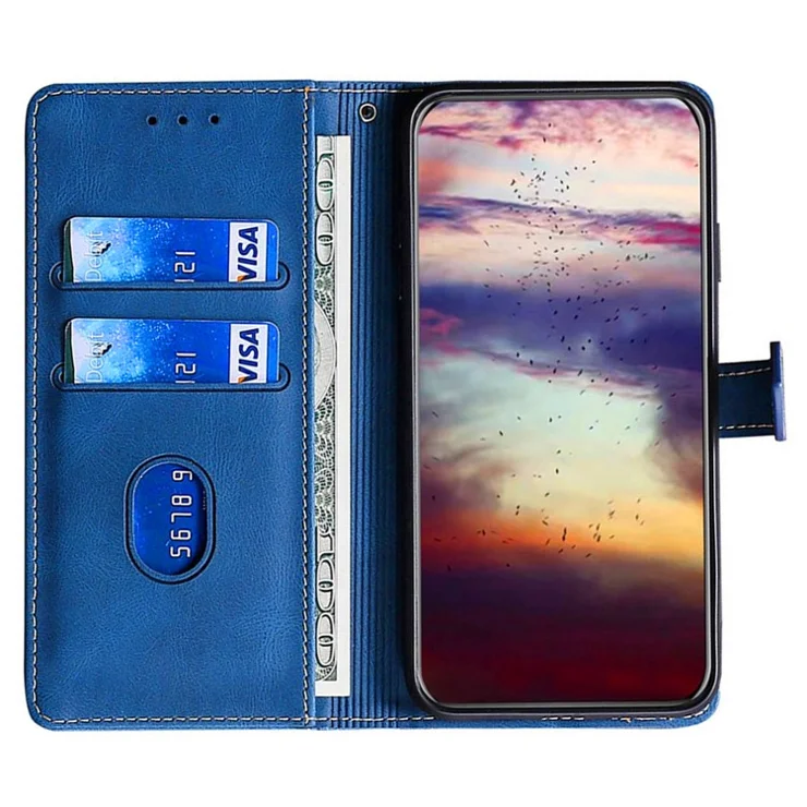 For OnePlus Nord CE4 5G Case Stand PU Leather Skin Touch Feeling Phone Cover - Blue