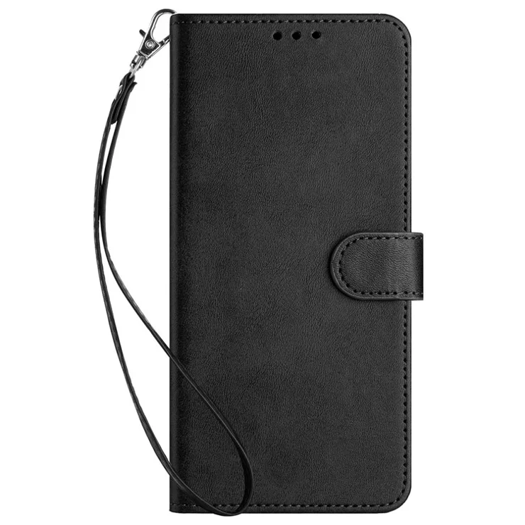 For Infinix Note 40 Magnetic Clasp Cell Phone Case PU Leather Cover with Strap - Black