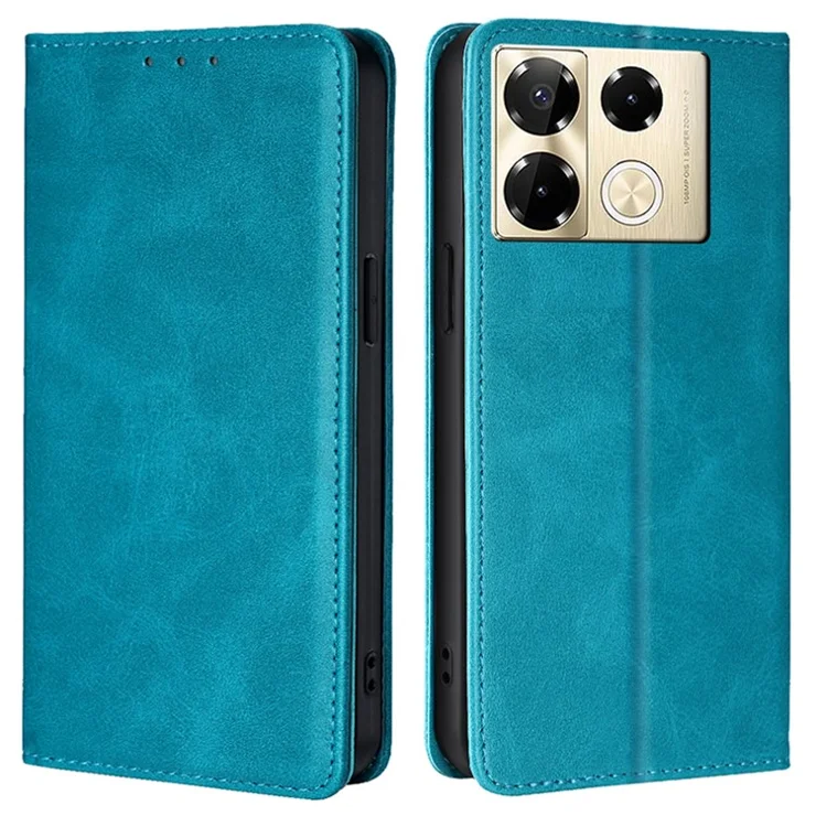 For Infinix Note 40 Pro 4G Case PU Leather Calf Texture Phone Cover Hidden Magnetic Adsorption - Baby Blue