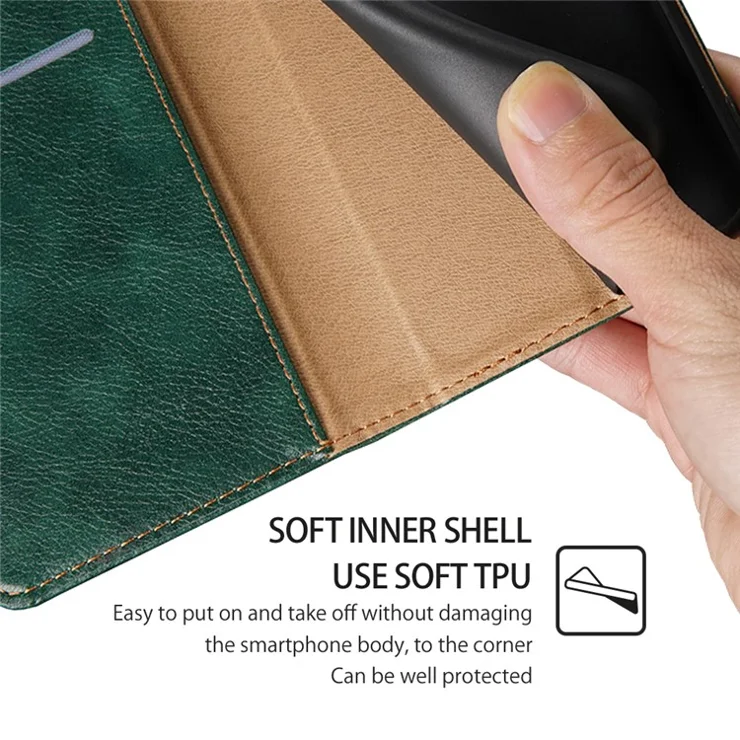 For Infinix Note 40 Pro 4G Case Anti-Scratch PU Leather Magnetic Closing Cell Phone Cover - Green