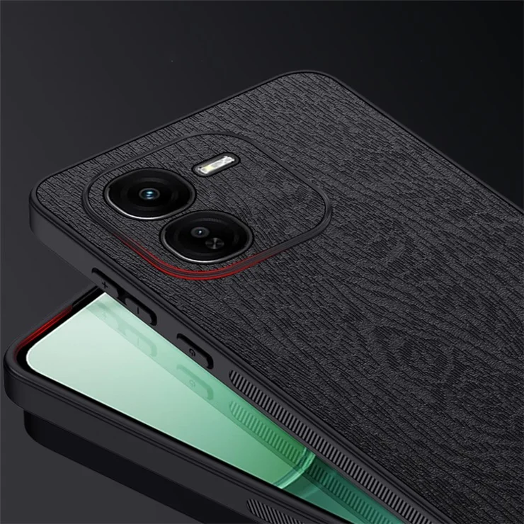 For vivo iQOO Z9x 5G Wholesale Phone Case Wood Texture Leather+PC+TPU Cover - Green