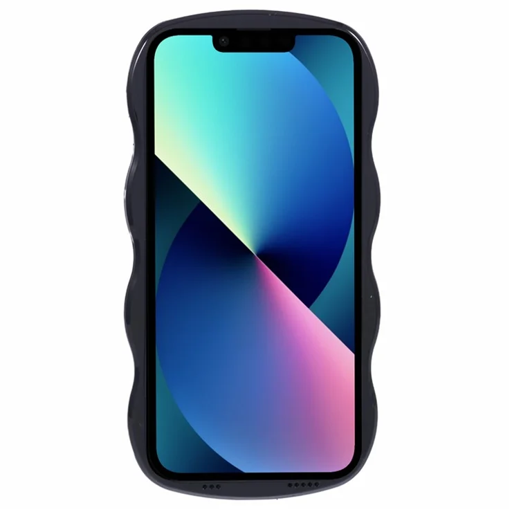 WT Series for iPhone 13 Case with Wavy Edge Hard PC Soft TPU Protection Cover - Black