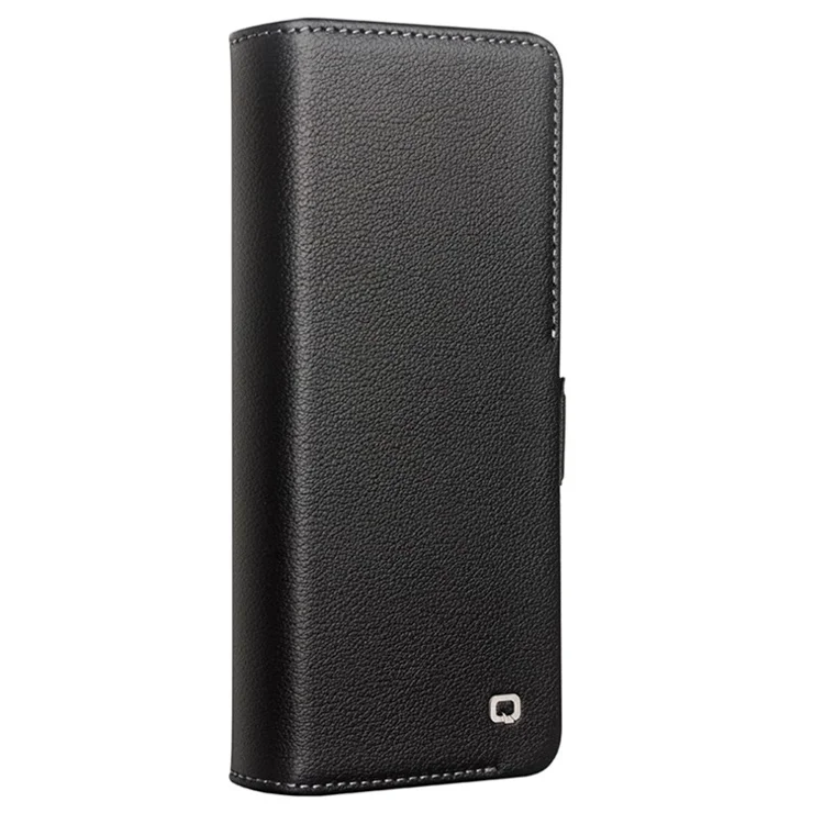 QIALINO For Samsung Galaxy Z Fold5 5G Case Genuine Cow Leather Wallet Phone Shell Magnetic Phone Cover - Black