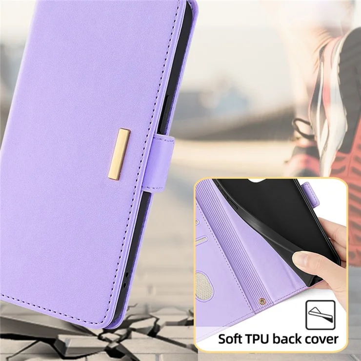 For TECNO Pova 6 5G Crossbody Wallet Case PU Leather Purse Card Slots Flip Phone Cover - Purple