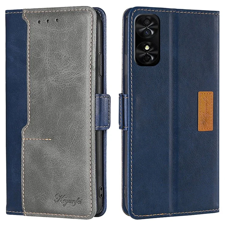 For TCL 50 SE Cover Double Side Clasp Drop-proof PU Leather Wallet Phone Case - Blue+Grey