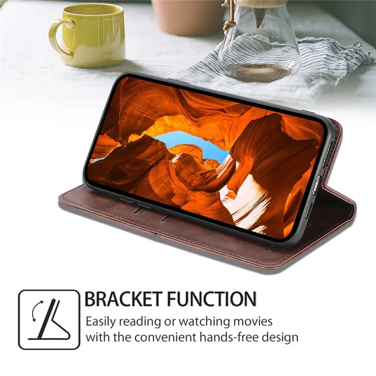 For Huawei Pura 70 Case PU Leather Magnetic Closure Drop Resistance Phone Cover - Dark Brown