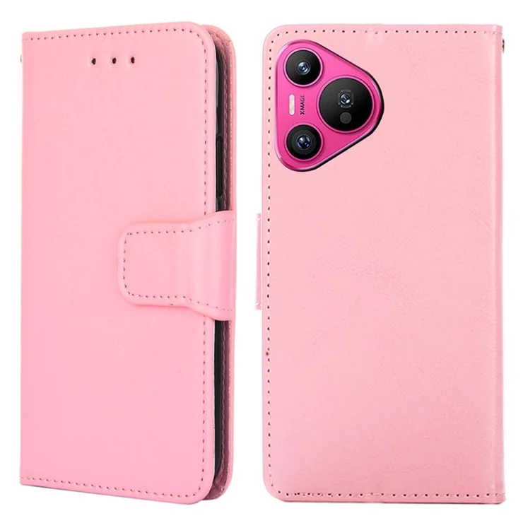 For Huawei Pura 70 Case Wallet PU Leather + TPU Folding Stand Phone Cover - Pink
