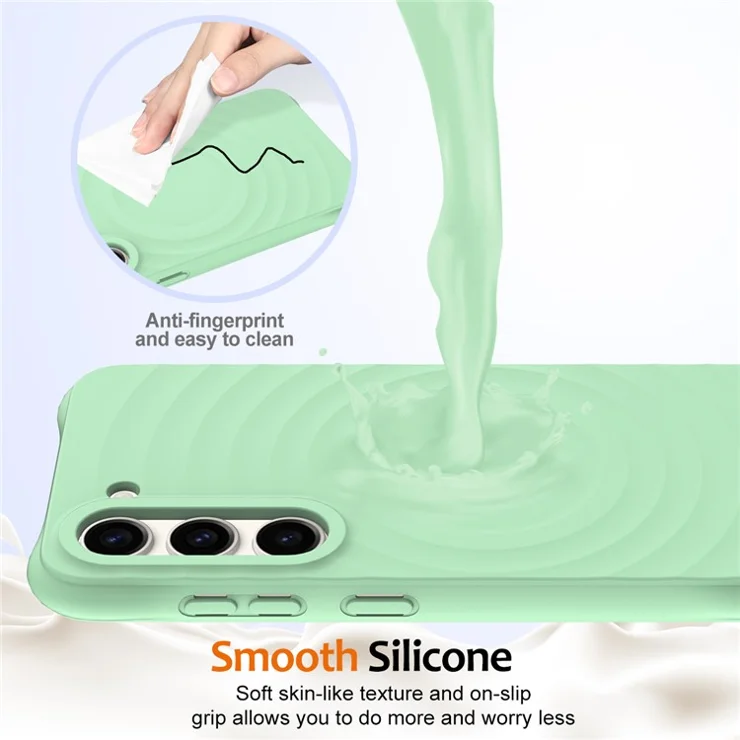For Samsung Galaxy S23+ Magnetic Phone Case Ripple Texture Liquid Silicone Shockproof Cover - Green