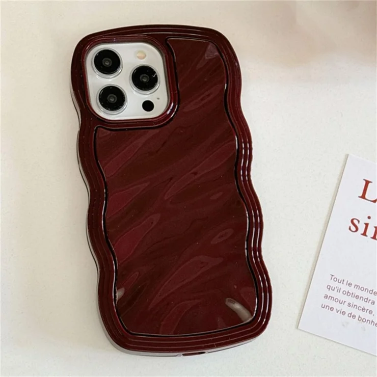 For iPhone 14 Pro Max TPU Phone Case Water Ripple Wave Edge Protective Cover - Wine Red