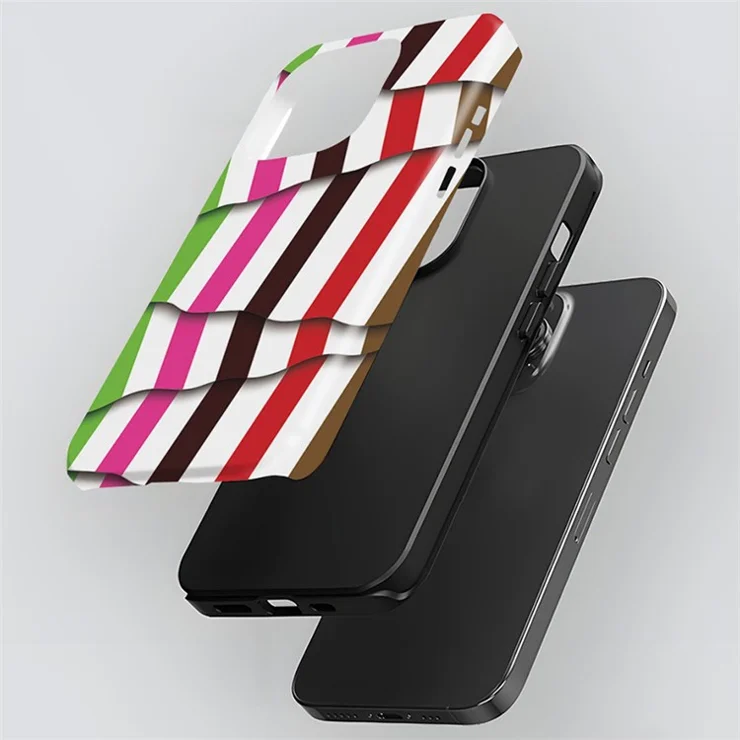 For iPhone 14 Pro Irregular Stripes / Grids Pattern Cover Detachable 2-in-1 Acrylic+TPU Phone Case - 602