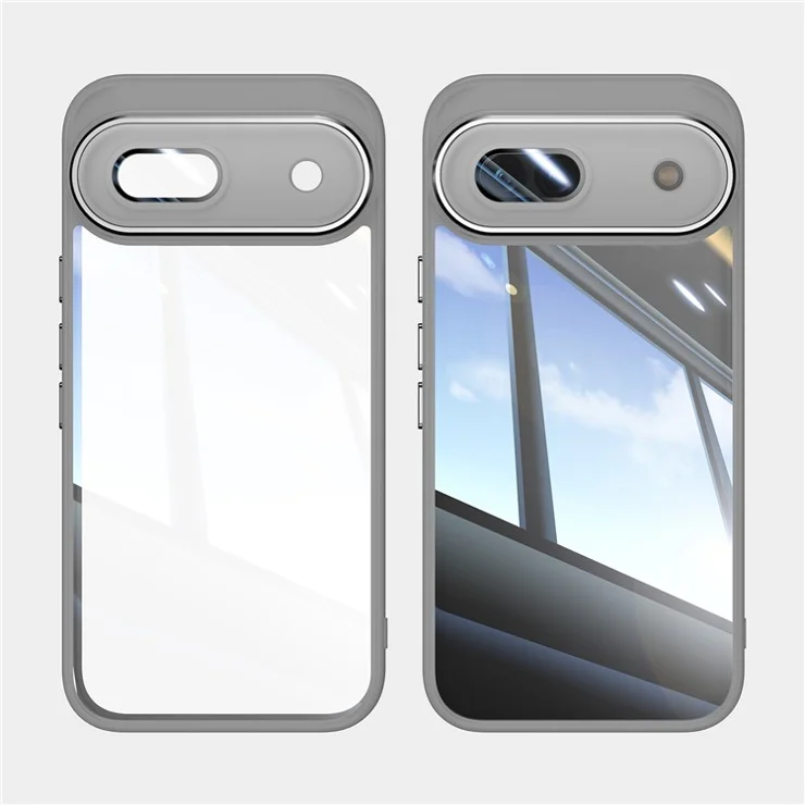 For Google Pixel 8a Case Metal+TPU + Acrylic Anti-Scratch Phone Cover - Grey