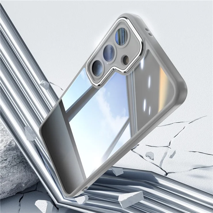 For Samsung Galaxy S24+ Case Metal Buttons Silky Touch TPU + Acrylic Airbag Protective Phone Cover - Grey