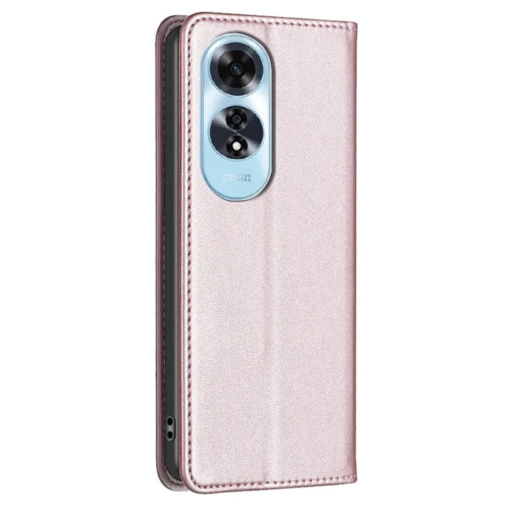 BINFEN COLOR BF18 For Oppo A60 4G Cell Phone Case Magnetic PU Leather Phone Cover with Card Slots - Rose Gold