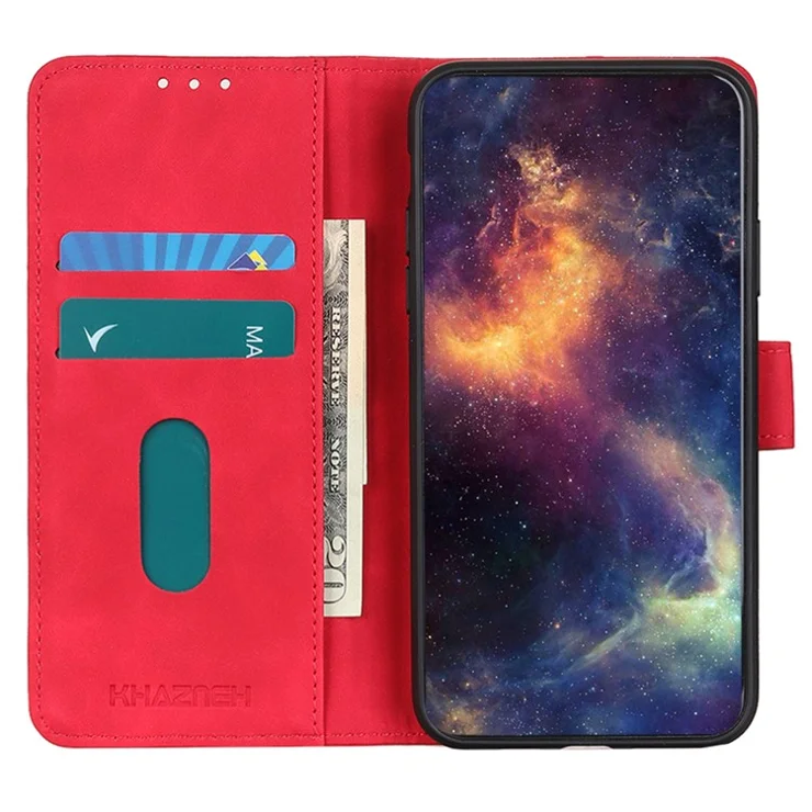 KHAZNEH For Motorola Edge 50 Fusion 5G Case Card Slots Wallet Retro Leather Phone Cover - Red
