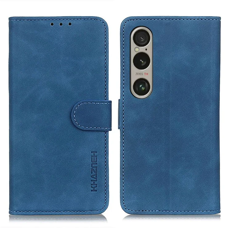 KHAZNEH For Sony Xperia 1 VI Case Retro Leather Purse Stand Folio Phone Cover - Blue