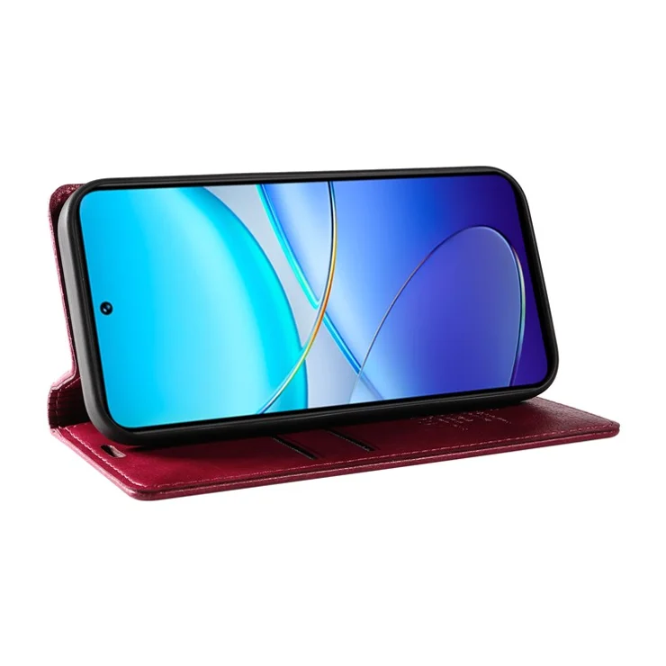 YIKATU YK-006 For vivo V40 SE 5G / Y100 5G (Indonesia) / Y200e 5G / V30 Lite 5G (India) Case Leather Wallet Cover - Wine Red