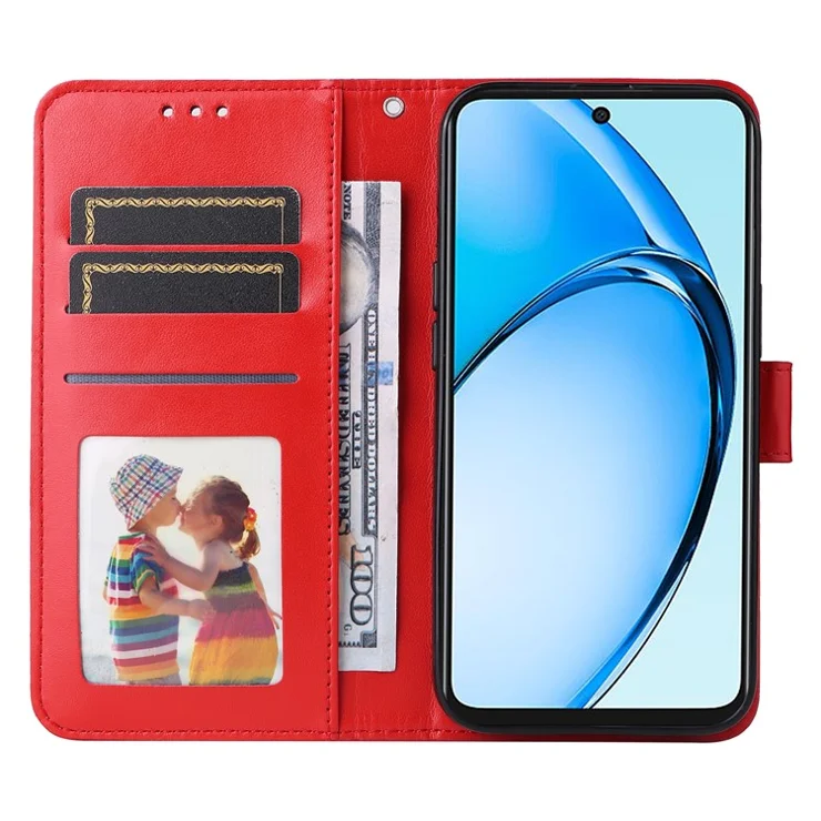 For Oppo A60 4G Case Sunflower Leather Flip Cover Card Holder Stand Cell Accessories - Red