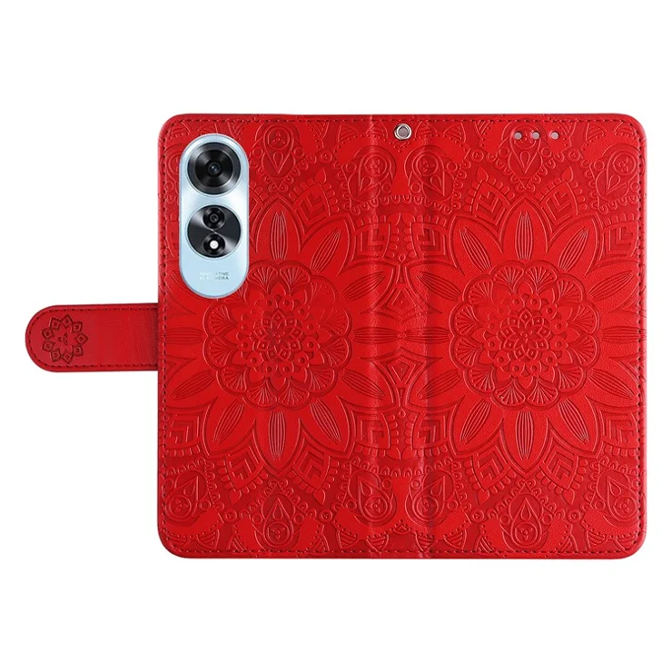 For Oppo A60 4G Case Sunflower Leather Flip Cover Card Holder Stand Cell Accessories - Red