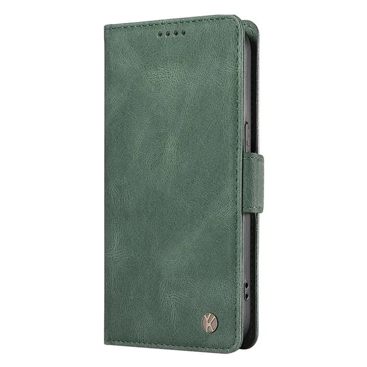 YIKATU YK-005 For iPhone 16e Case Skin-Touch Leather Stand Card Slots Phone Cover - Green
