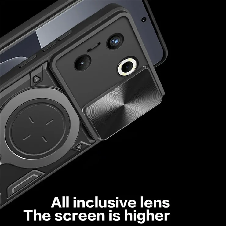 For TECNO Camon 20 Pro 5G Case Rotating Kickstand TPU+PC Phone Cover Slide Lens Protection - Red