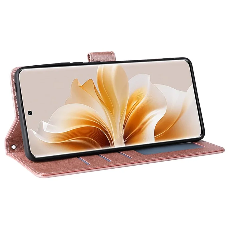 For Oppo Reno11 (China) 5G / Reno11 Pro 5G (Global) Case Wallet Stand Phone Leather Cover - Rose Gold